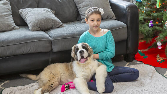 Wish kid Kaelee and dog
