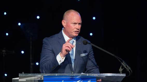Make-A-Wish New Jersey President & CEO Tom Weatherall addresses a crowd of 700 guests