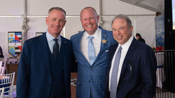 Make-A-Wish New Jersey President & CEO Tom Weatherall with Francis X. Bolte, Chief Administration Officer of BDP International and Chairman of the Board for Make-A-Wish New Jersey, recipient of the Humanitarian of the Year Award (left) and Neil Barnett, President & COO of Fedway Associates, Inc., recipient of the President’s Award (right).