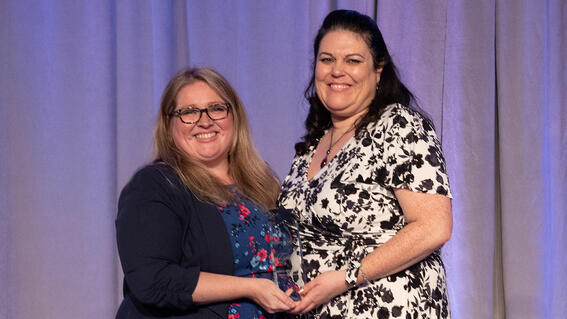 Monica Ann Hilliard, Bloomberg Philanthropies, recipient of the Kathleen H. Murray Award, with Director of Wish Granting for Make-A-Wish New Jersey Victoria Bollhardt