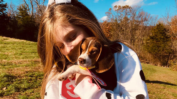 Hannah and Oscar all dressed up for Halloween.