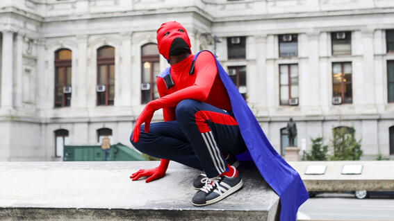 Ja'Bree posing in a superhero costume 