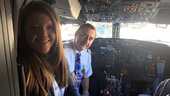 Wish kid Ellison on the plane with the pilots