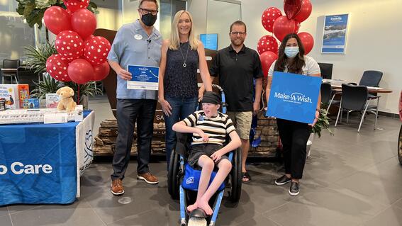 Colin tries out his new all-terrain wheelchair at Subaru of Las Vegas!