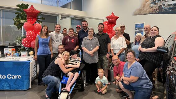 Colin memorializes his wish day with a family photo.