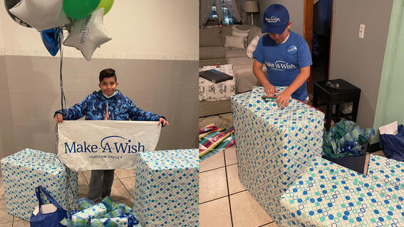 Mateo opening his gifts