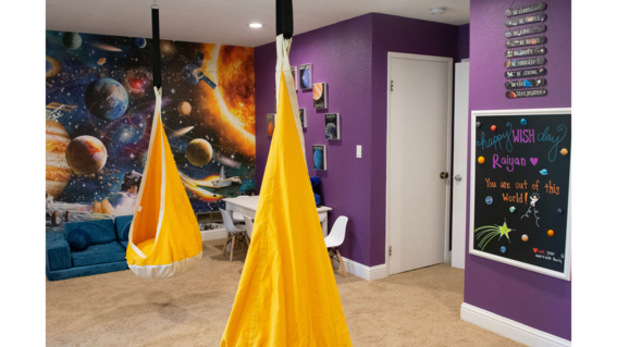 Wish kid Raiyan's space-themed room. 