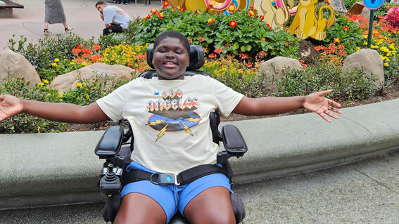Bubacarr enjoys his wish to go to Disneyland.