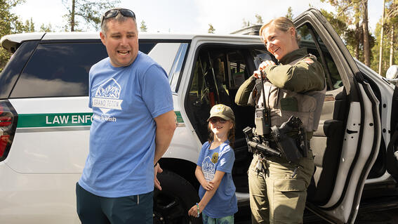 Ranger Sammy playfully arrests dad