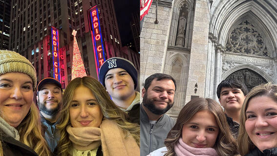 Vincent and family in front of church in NYC