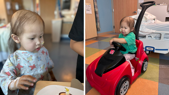 Wish kid Riley in the hospital during her treatment