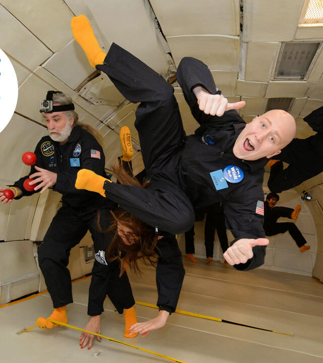Kacey floating in plane