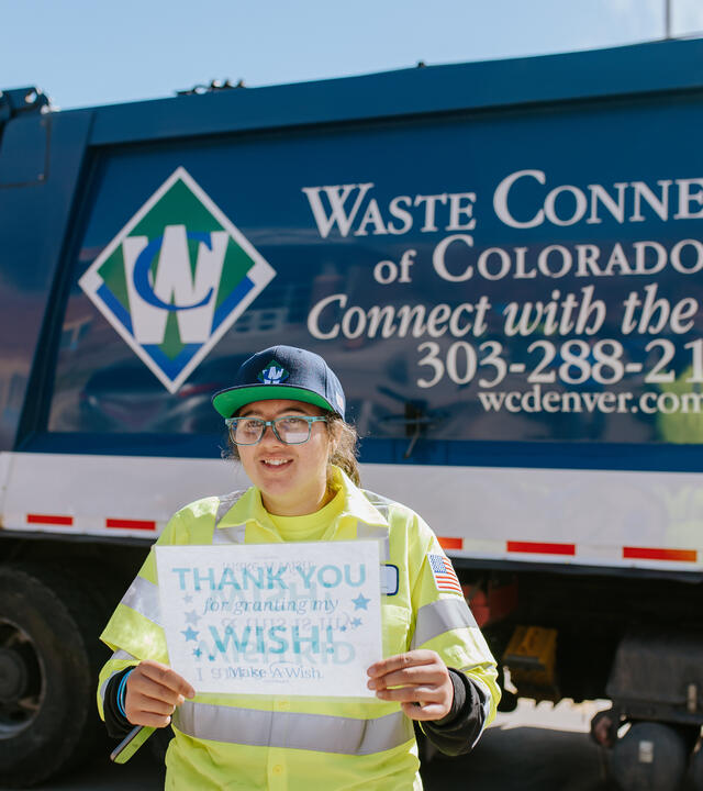 Brett in front of garbage truck