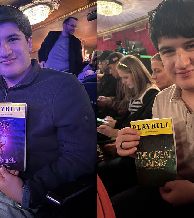 Vincent holding a playbill