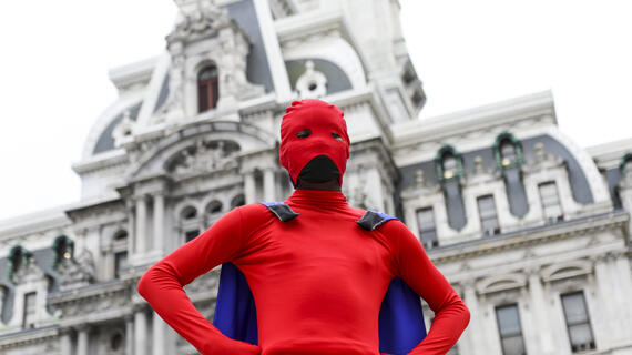 Ja'Bree standing strong in his superhero costume