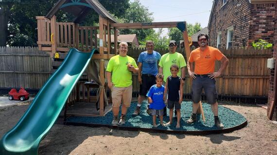 wish kid Shai and the builders who built his playset