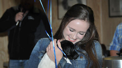 Lauren with new puppy