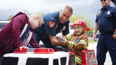 Eli takes his firetruck for a spin