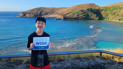 Wish kid Kingston, I wish to go to Hawaii
