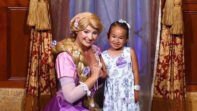 Wish kid Riley with Princess Rapunzel