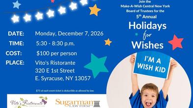 Holidays for Wishes postcard with date and Time and wish kid holding a card