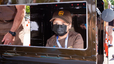 Mateo in his UPS Truck