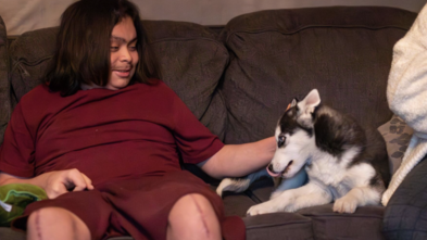 Brian's wish for a husky puppy comes true