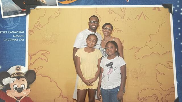 Tiara and her family on her Disney Cruise wish